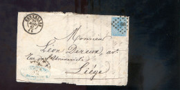 België OCB18 Gestempeld Op Fragment Bruxelles-Liège 1867 Perfect (2 Scans) - 1865-1866 Perfil Izquierdo