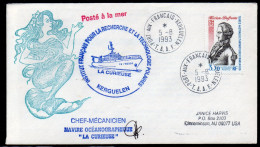 FRANCE1993 ANTARCTIC POLAR COVER CHEF-MECANICIEN LA CURIEUSE KERGUELEN MERMAID INSTITUT POUR RECHERCHE POLAIRES FRANCAIS - Poolshepen & Ijsbrekers