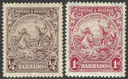 Barbados. 1925-35 Seal Of Colony. P14. ¼d, 1d MH. SG 229, 231. M4080 - Barbades (...-1966)