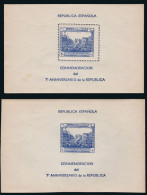 Madrid - Guerra Civil - Em. Local Republicana - ** S/Cat - 2 HB Dentada Y S/dentar "5 Pta. 7º Aniversario Republica" - Emissions Républicaines