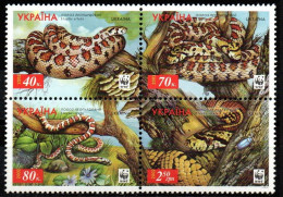 Ukraine 2002 - Mi.Nr. 502 - 505 - Postfrisch MNH - Tiere Animals Schlangen Snakes - Schlangen