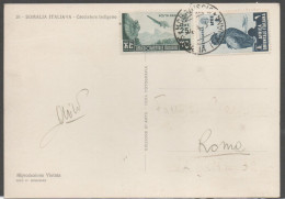 AOI - 1939 - Africa Orientale Italiana - Cartolina  Illustrata " Cacciatore Indigeno " Viaggiata Da Mogadiscio A Roma. - Afrique Orientale Italienne