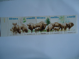 POLAND MNH   STAMPS 5  SE TENANT BISON 2000 - Vaches