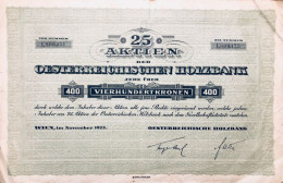 Tres Rare: Vienne 1921: Vingt Cinq Actions - Oesterreichische Holzbank 10.000 Couronnes - Bank & Insurance