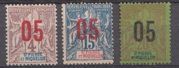 SAINT PIERRE ET MIQUELON 1912 - YVERT 95-96-97* - Unused Stamps