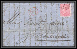 35258 N°16 Victoria 4p Rose London St Etienne France 1860 Cachet 1 Lettre Cover Grande Bretagne England - Storia Postale