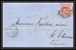 35648 N°32 Victoria 4p Red London St Etienne France 1864 Cachet 46 Lettre Cover Grande Bretagne England - Briefe U. Dokumente