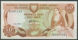 Zypern 50 Cents 1984, Frau, Staudamm, KM 49 A, Kassenfrisch (K581) - Chypre
