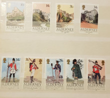 ALDERNEY ARHITECTURE &REGIMENTS OF THE GARRISON 2 SETS MNH - Alderney