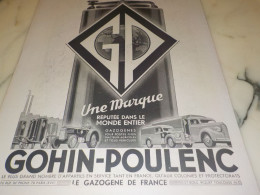 ANCIENNE PUBLICITE  UNE MARQUE GOHIN-POULENC CAMION - TRACTEUR 1942 - Camions