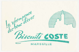 Buvard 21 X 14.1  Biscuits COSTE  Marseille Bouche Du Rhône (vert 5) - B