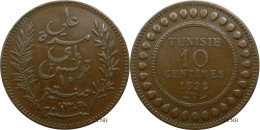 Tunisie - Protectorat Français - Ali III Bey - 10 Centimes 1892-AH1309 A - TTB/XF45 - Mon5423 - Túnez