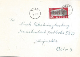 Norway Norge 1970 Cover With Europa Cept   Mi 583 Cancelled Moss 5.2.70 - Storia Postale