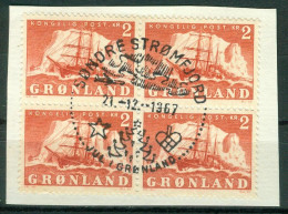 Bm Greenland 1950 MiNr 36 Block Of 4 Used | Polar Ship "Gustav Holm" (Søndre Strømfjord "Jul I Grønland") #5-02-06 - Usati