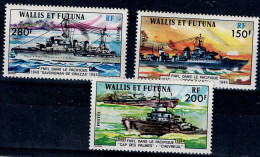 WALLIS AND FUTUNA 1978 WARSHIPS OF THE FREE FRANCE IN THE PACIFIC MI No 308-10 MNH VF!! - Neufs