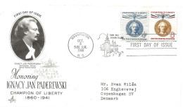 USA 1960 Ignacy Jan Paderewki, Politician, Pianist And Composer  MI  789-790   FDC - Lettres & Documents