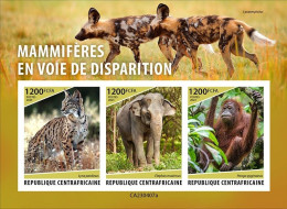 Centrafrica 2023, Animal In Danger, Elephant, Gorilla, 3val In BF IMPERFORATED - Eléphants