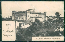 Lodi Sant'Angelo Lodigiano Saluti Da Castello Medioevale ABRASA Cartolina RT1498 - Lodi
