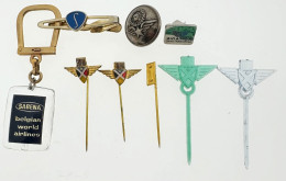 Sabena. Lot D'épingles Personnel Navigant. Epingles , Epingles Cravatte, Bouton, Porte Clé, Toilettes, ... - Crew Badges