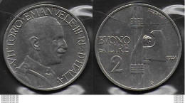 1924 Italia VE III Lire 2 Buono Fascio In Nichelio SPL - 1900-1946 : Victor Emmanuel III & Umberto II