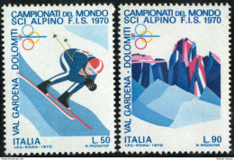 1970 - ITALIA REPUBBLICA - CAMPIONATI MONDIALI DI SCI ALPINO - SERIE  COMPLETA 2 VALORI   - NUOVO - 1961-70: Ungebraucht