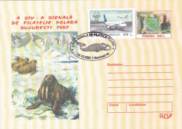 POLR PHILATELIC EXHIBITION, WALRUS, WHALES, COVER STATIONERY, ENTIER POSTAL, 2002, ROMANIA - Events & Commemorations