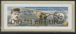 Atm, NABANCO, LETTRE VERTE DD1.66€, Montant De La Lettre Suivie Epernay,MARCOPHILEX 2023, Aviateur Pierre- Louis DEULLIN - 2010-... Abgebildete Automatenmarke