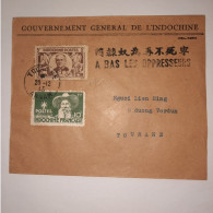 03K6 RARE - ANCIENNE LETTRE ENVELOPPE INDOCHINE 1945 CACHET A BAS LES OPPRESSEURS - Otros - Asia