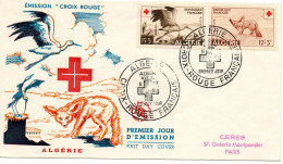 ALGERIE.1957 LETTRE SÉRIE  "CROIX-ROUGE FRANCAISE-ALGERIE". .THEME FAUNE . Y&T 343-344 - FDC