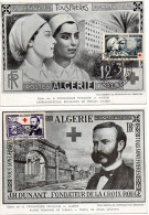 ALGERIE.1954.  "CROIX-ROUGE FRANCAISE-ALGERIE". « HENRI DUNANT- INFIRMIERES. SERIE DE DEUX CARTES-MAXIMUM.Y&T 316-317 - Cartes-maximum