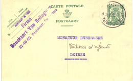 (L01) Entier Postal écrite De Rousselaere Vers Deynze - Cartes Postales 1934-1951