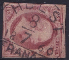 Halfrondstempel HULST C Op 1852 Koning Willem III 10 Cent Rood NVPH 2 - Oblitérés