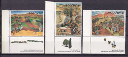 181 ISRAEL 1982 - Y&T 822/24 Avec Tab - Tableau Peinture - Neuf ** (MNH) Sans Charniere - Ungebraucht (mit Tabs)