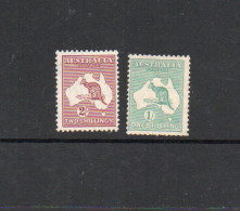 AUSTRALIA - 1913 - KANGAROO 1/- GREEN And 2/- PURPLE   MINT HINGED PREVIOUSLY -VERY FINE  , SG £83 - Mint Stamps