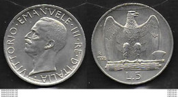 1926 Italia VE III Lire 5 Aquilotto In Argento SPL+ - 1900-1946 : Victor Emmanuel III & Umberto II