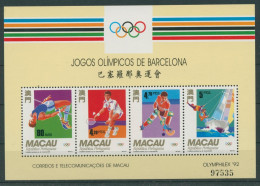 Macau 1992 Olympiade Barcelona: Hochsprung Badminton Block 19 Postfrisch (C6873) - Blocks & Sheetlets
