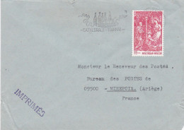 BELGIQUE -1977 -lettre (Imprimés) TOURNAI Pour MIREPOIX-09 (France)..timbre Noel Seul Sur Lettre,cachet Cathédrale - Cartas & Documentos