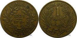 Tunisie - Protectorat Français - Naceur Bey - 1 Franc 1921-AH1340 - TTB/XF45 - Mon4838 - Tunisie