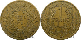 Tunisie - Protectorat Français - Naceur Bey - 1 Franc 1921-AH1340 - TTB/XF45 - Mon5562 - Túnez