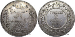 Tunisie - Protectorat Français - Naceur Bey - 2 Francs 1914 / AH1332 A - SUP/AU55 - Mon3632 - Túnez