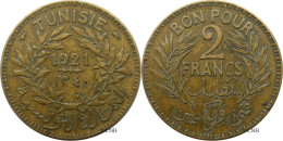 Tunisie - Protectorat Français - Naceur Bey - 2 Francs 1921-AH1340 - TTB/XF45 - Mon5563 - Túnez