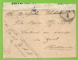 Brief Stempel PMB Op 9/6/16 Naar "Interne Au Camp ZEIST" ,CERSURE MILITAIRE 2  + C.F. (Folkestone)   (3627) - Army: Belgium