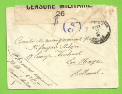 Brief Stempel PMB Op 11/11/16 Naar "Refugies Belges / La HAYE" ,CERSURE MILITAIRE 26  + C.F. (Folkestone)   (3637) - Armée Belge