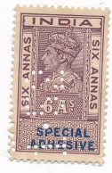 INDIA 6a Special Adhesive Revenue - PERFIN (1.52?) - Dienstzegels