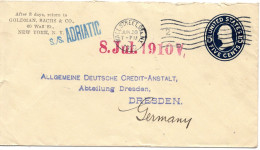 77438 - USA - 1910 - 5¢ GAU WALL STREET STA., NY -> Deutschland - 1901-20