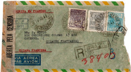 77470 - Brasilien - 1944 - 2$ooo MiF A R-LpBf (BELEM) -> CAYENNE (Frz Guyana), M Brasil Zensur (frz Zensur Abgerissen) - Covers & Documents