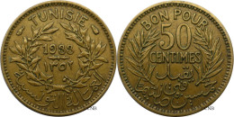 Tunisie - Protectorat Français - Ahmed I Bey - 50 Centimes 1933-AH1352 - TTB+/AU50 - Mon5938 - Túnez