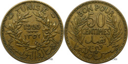 Tunisie - Protectorat Français - Ahmed I Bey - 50 Centimes 1933-AH1352 - TTB+/AU50 - Mon5939 - Túnez