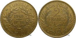 Tunisie - Protectorat Français - Lamine Bey - 2 Francs 1945-AH1364 - TTB+/AU50 - Mon5436 - Túnez