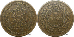 Tunisie - Protectorat Français - Lamine Bey - 5 Francs AH1365 / 1946 - TTB/XF45 - Mon6016 - Tunisia